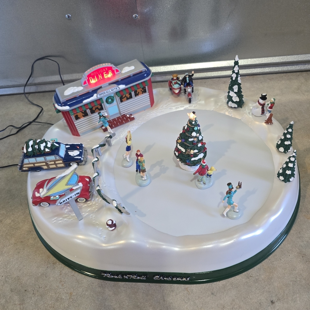 Vintage Mr. Christmas 50's Rock N Roll Animated Musical Diner Skating Pond